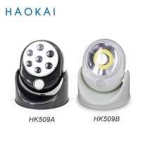 Super bright cordless indoor rotating round COB led night motion sensor light